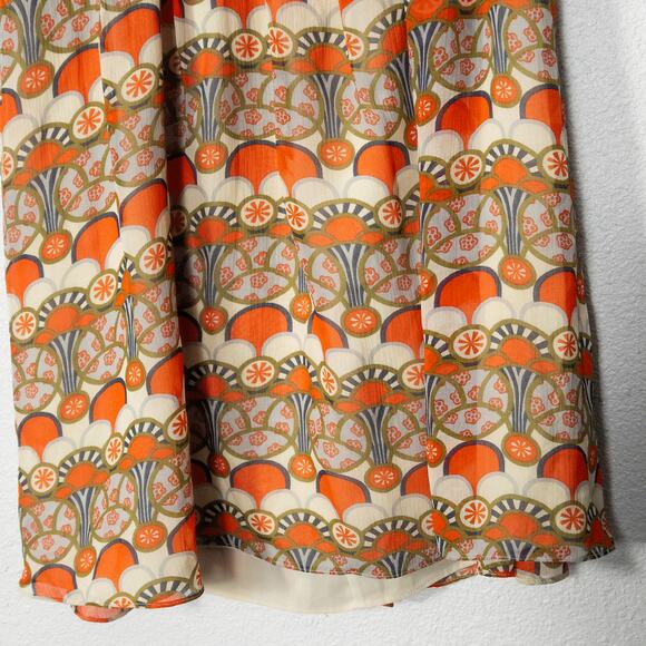 Alice + Olivia One Shoulder Print Dress Orange Multicolor Size S Retro Festival - Picture 5 of 6